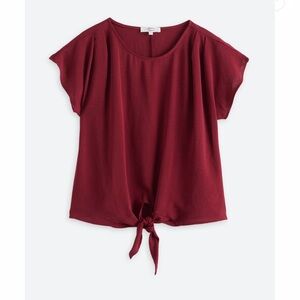 Beacon Maroon Tie-Front Blouse